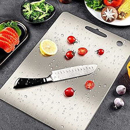 Çelik Kesme Tahtası Paslanmaz Çelik 304 Kalite Çelik Metal Kesme Tahtası Hijyenik ve Dayanıklı Kolay Temizlenebilir KALİTELİ Kesim