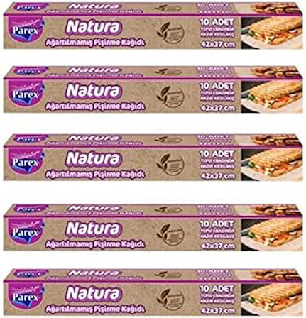 Parex Natura Ağartılmamış Hazır Pişirme Kağıdı 10 Yaprak X 5 Paket