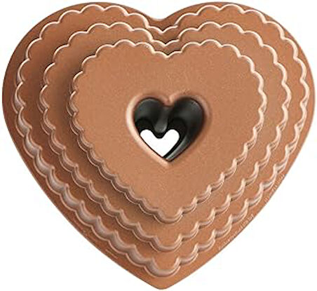 Ware Cast Bundt Bakeware Katmanlı Kalp, 12 Bardak, Şekerleme