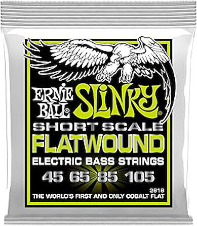 Ernie Ball Normal Slinky Flatwound Kısa Ölçekli Elektrik Bas Enstrüman Telleri 45-105 Kalibre