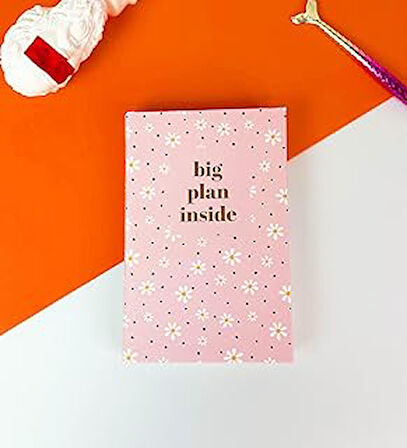 Pembe Papatya Tasarımlı Kalın Kitap Görünümlü Defter