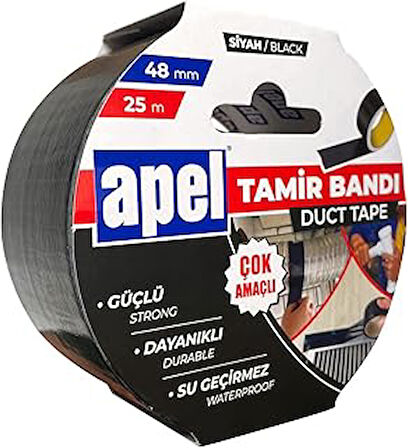 Apel Tamir Bandı (Duct Tape) Askılı Karton 48 Mm X 25 M Siyah