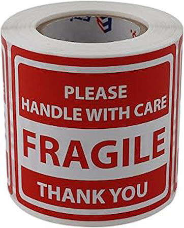 Hazır Etiketler , Hazır Al Hızlı Al Fragile Roll Label 70Mm X 80Mm 250 Pcs "Please Handle With Care