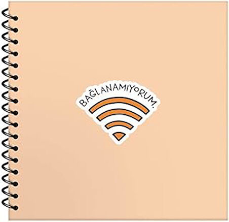 Hisli Şeyler 50 Yaprak Çizgili Sert Kapak Stickerlı Defter, Bağlanamıyorum, 16x15cm