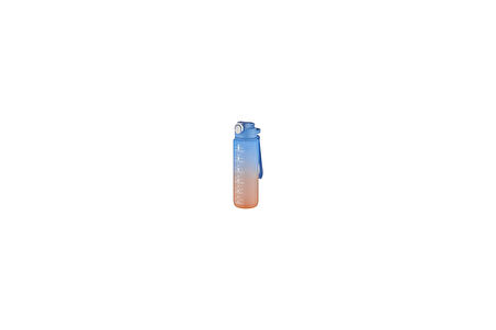 1 Lİitre Pipetli Çift Renk Motivasyon Su Matarası -Sticker Hediyeli