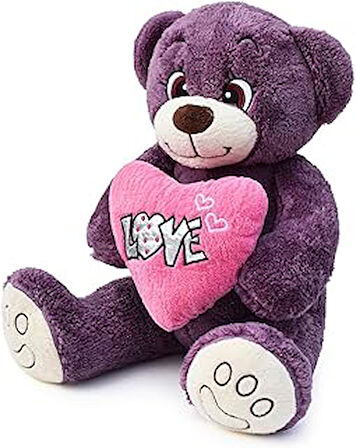 Lila Love Kalpli Pelüş Sevimli Ayıcık,Hollywood Ayısı,Love Ayıcık,Pelüş Ayıcık,Doldurulabilir Pelüş Oyuncak,Love Kalpli Ayıcık,Aşık Ayıcık,Sevgilier Günü Ayısı,PElüş Ayı,Kawaii,