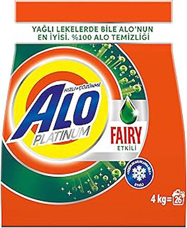 Alo Platinum 4 Kg Fairy Etkili Beyazlar Hızlı Çözülme Toz Deterjan