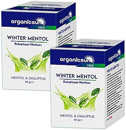 Organicsun Winter Mentol Buharlaşan Merhem Viks Vikis Mentol ve Okaliptus 40 Gr x 2 Adet