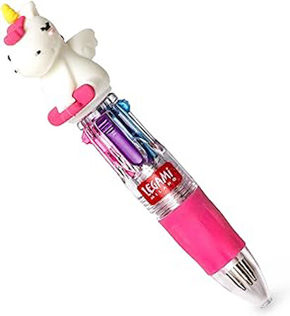 Legami - Mini tükenmez kalem, 4 renk, Mini Rainbow, 2,3 x 10 cm, mürekkep 4 renk, yeşil, açık mavi, mor, pembe, uç 1 mm, ergonomik silikon sap