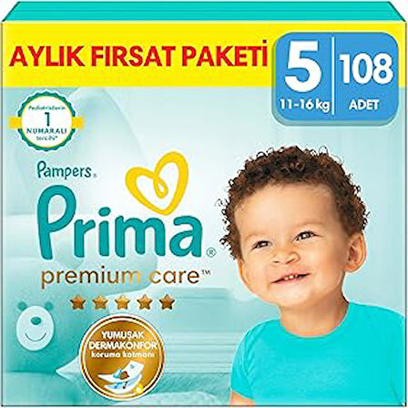 Bebek Bezi Premium Care 5 Numara 108 Adet Aylık Fırsat Paketi