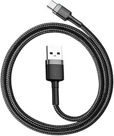 Halo, 3.0 A USB-A & USB-C Şarj & Data Aktarım Kablosu, 1 Metre, Siyah