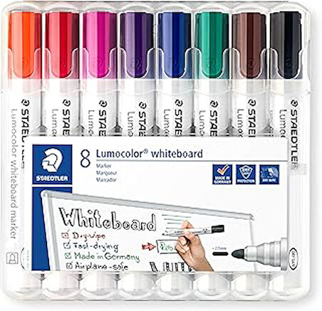 Staedtler 351 Wp8 Lumocolor Whiteboard Markör Yuvarlak Uç 2.0 mm 8'li Set