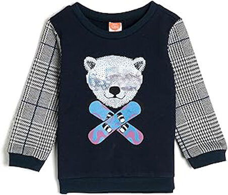 Koton Pul Detaylı Sweatshirt Koton Erkek Bebek Pul Detaylı Sweatshirt 0/3 Ay Mavi Erkek bebek