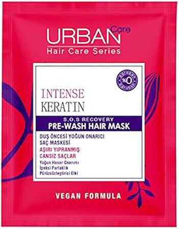 URBAN Care Intense Keratin Aşırı Yıpranmış Saçlara Özel Duş Öncesi Saç Bakım Maskesi 50 ml- Vegan