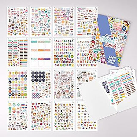 Sticker Set - Çocuklar, Kızlar, Gençler ve Yetişkinler için 1000 Adet Çıkartma Seti - Scrapbook Sticker - Laptop, Günlük, Ajanda ve Planner için Bullet Journal Sticker Koleksiyon Kitabı