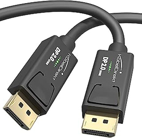 – 8K DisplayPort 2.0 kablosu – 2m – dizüstü/oyun bilgisayarı, gr. kartı, ekran/proj. DP mon. kablosu – DP'den DP'ye – 144 Hz'de 4K/60 Hz'de 8K, 240 Hz'e kadar, FreeSync/G-Sync, siyah