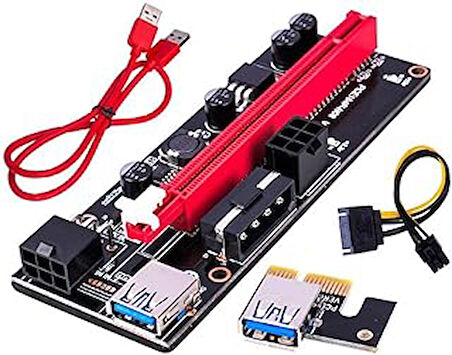 Streak PCI E 1X to 16X USB 3.0 Riser Ekran Kartı Bitcoin V009S 9.Nesil