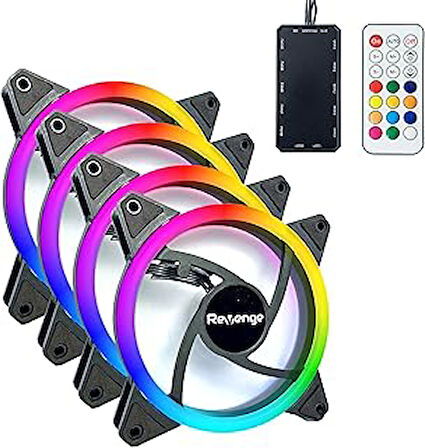 RV400 4in1 Kumandalı 12cm RGB Fan Seti Fan Kontrolör Dahil 120mm 4lü Kasa Fanı