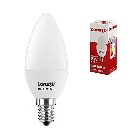 LONSTH Led Ampul Buji Mum Avize Beyaz 5W 410Lm E14