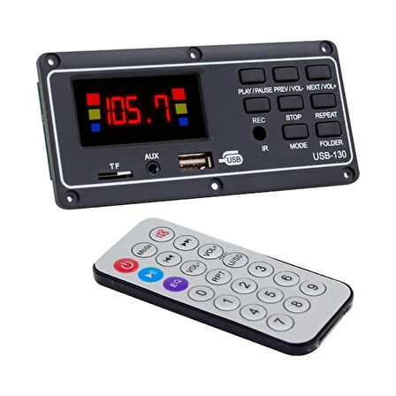 MV-15949 USB-130 USB/SD/MIC/AUX/BLUETOOTH KUMANDALI EKRANLI OTO TEYP ÇEVİRİCİ DİJİTAL PLAYER BOARD