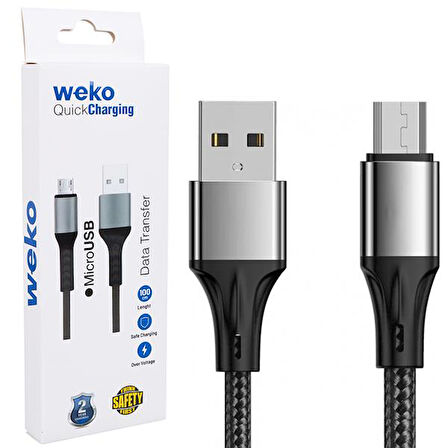 WK-22023 USB TO MICRO USB ÖRGÜLÜ GRİ 1 MT ŞARJ KABLOSU