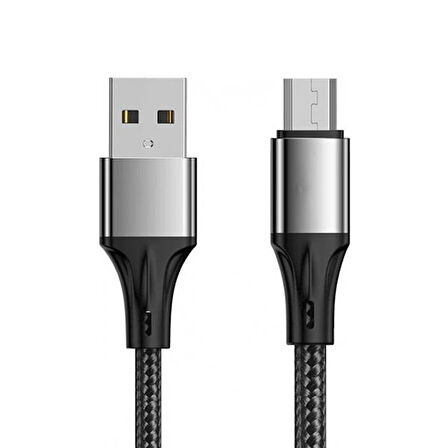 WK-22023 USB TO MICRO USB ÖRGÜLÜ GRİ 1 MT ŞARJ KABLOSU