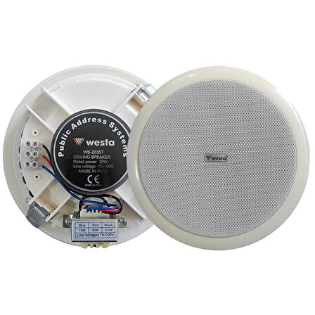 WS-2035T Alçıpan Tavan Hoparlör 20Cm 10 Watt Trafolu Beyaz