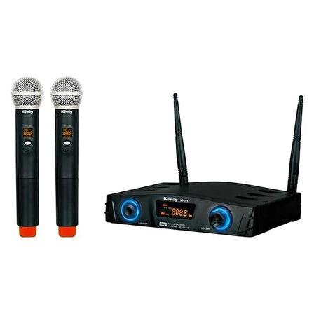 König K-312 16 Kanal Uhf Digital Çift Kanal 2 El Kablosuz Telsiz Mikrofon