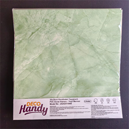 Decohandy 30X30 Cm Pvc Duvar Karosu 4'Lü Paket - Yeşil Mermer