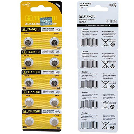 AG3 LR41 Alkalin Saat Pili 10'Lu Paket