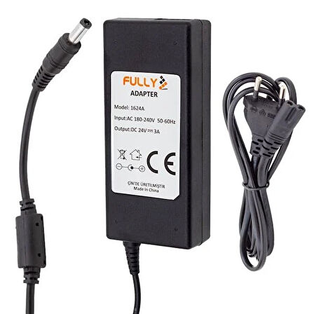 O-1624A 24 Volt - 3 Amper Plastik Kasa Masaüstü Adaptör 5.5*2.5 Uç
