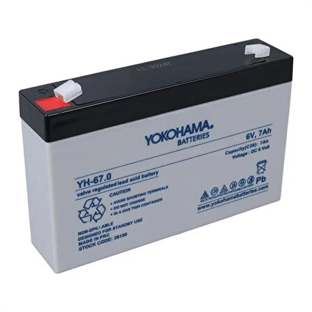Yokohama YH-67.0 6 Volt - 7 Amper Akü