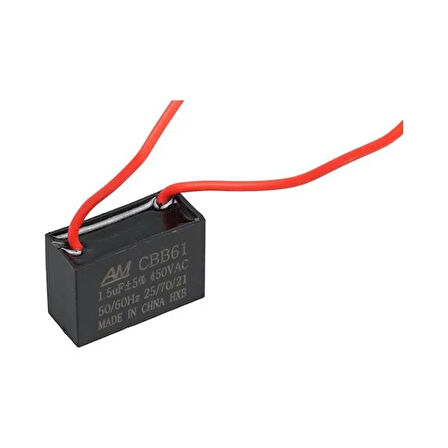 1.5 Mf 450 V Siyah Kablolu Tip Kutupsuz Kondansatör
