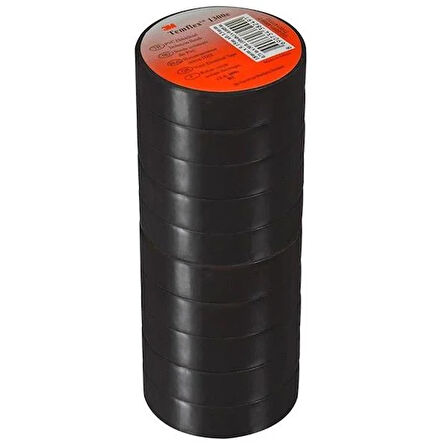 3M Temflex 1300E Siyah 10'Lu Paket Pvc İzole Bant 0.13X19X0.13Mm