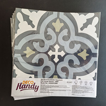 DecoHandy Pvc Duvar Karosu 30x30cm 4'lü Paket - Çini Desen 0,36m2