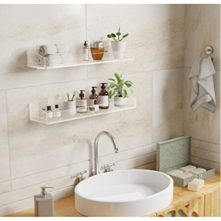 2'Li Şık Ve Minimalist Tasarımlı Şeffaf Duvar Rafı