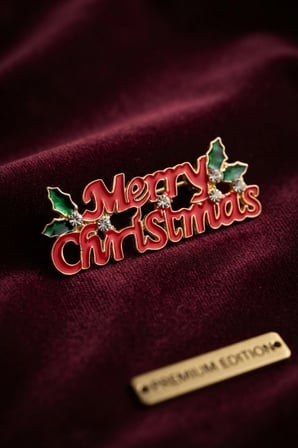 Yılbaşı Temalı Merry Chirstmas Yazılı Broş