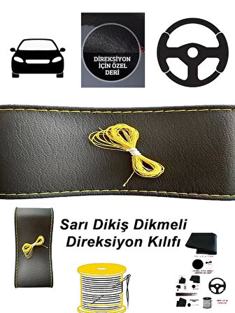 Toyota Corolla 2022 Uyumlu Araç,Araba,Oto Direksiyon Kılıfı Sarı Dikiş