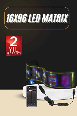 Led Ekran Matrix Panel En Büyük Boy 16X96 Araba Yazısı 19.2X89.8 Cm