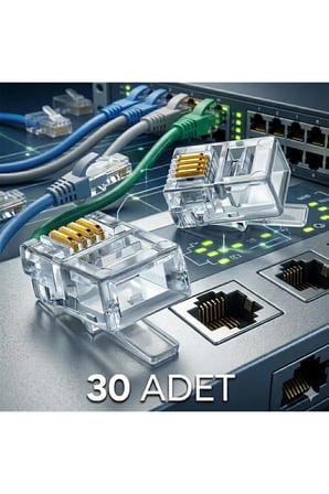 Rj11 4pin Jak 4p4c Telefon Kablosu Için Konnektör 4 Pinli Plug Altın Kaplama 4 Çekirdek ( 30 Adet )