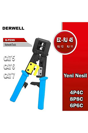 Yeni Nesil Pense + Ez Rj45 Delikli 100 lü + Jak Test Cihazı + Ethernet İnternet 3 in 1 Bakım Seti
