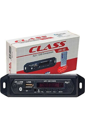 Class Araç Araba Oto Teyp Aux Usb Sd Bluetoothlu Mikrofonlu Çevirici Mp3 Dinleme Dönüştürücü Bordu