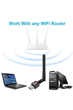 Usb Wifi Adaptörü 600mbps 2.4 Ghz Usb 802.11n/g/b Dongle Usblan Kablosuz Ağ Kartı Pc Wifi Alıcısı