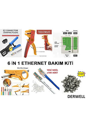 Yeni Nesil Pense 100'lü Cover Delikli 100 lü Jak Test Cihazı Karga Burun Kablo Soyucu 6in1 Bakım Set