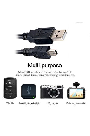 5 Metre Mini Usb 5Pin Hızlı Veri Şarj Aleti Kablosu PS3 MP3 MP4 Çalar Araba DVR GPS Dijital Kamera