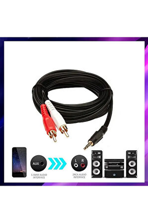 1.5 Metre 3.5mm 2rca Jak Kablosu Stereo Splitter Aux Profesyonel Av Kablosu Dvd Tv Cd Ses Kablosu