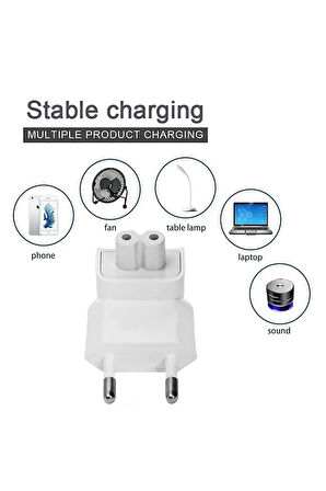 Magsafe Apple Macbook Pro Ipad Iphone Şarj Soket Adaptör Çevirici Priz Ucu Adaptör Başlığı Beyaz