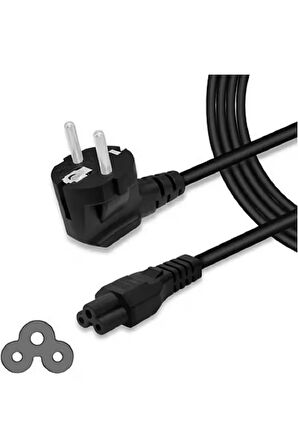 Notebook Laptop Şarj Adaptörü 3lü Yonca 3 Pinli Dizüstü Bigisayar Power Güç Kablosu C5 1.5 Metre