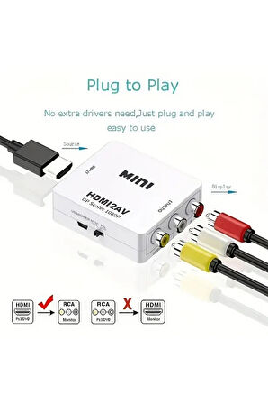 Hdmı To Rca 1080p Tos Av Çevirici Dönüştürücü Tv Tüplü Televizyon Scart Av Video Adaptor Skart