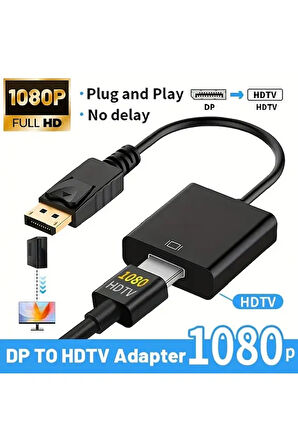 Displayport To Hdmi Kablo Display Port Çevirici Dönüştürücü Adaptör 1080p Full Hd Dönüştürücü